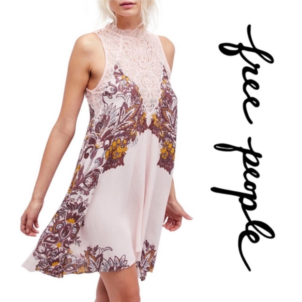Free People Marsha Lace Slip Dress in Blush